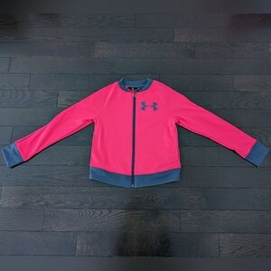 sz:YS Under Armor, Girls full zip track jacket, Penta Pink; Youth S